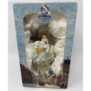 RETIRED Huras Family Glass Ornament BABY FIRST CHRISTMAS NEW IN BOX w/ tag Blue